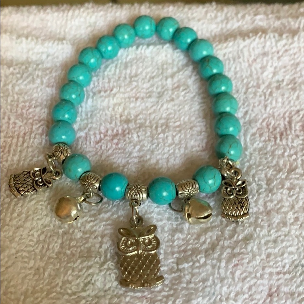 3 Owl Natural Stone Beaded Bracelet